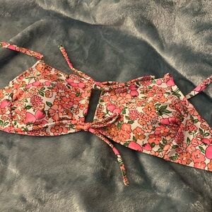 peach and strawberry bathing suit top